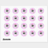 Cute roze Baseball Skull en Crossbones Ronde Sticker (Vel)