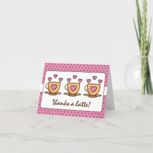 Cute roze Bedankt een latte met hartkoffie