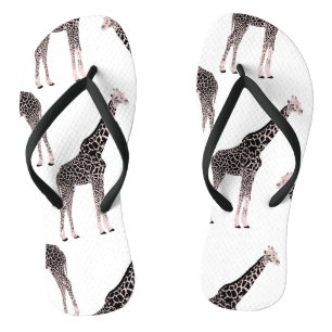 Cute roze & Black Giraffe Animal White Design Teenslippers
