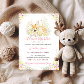 Cute Roze Bloemende Hert Baby Shower Kaart