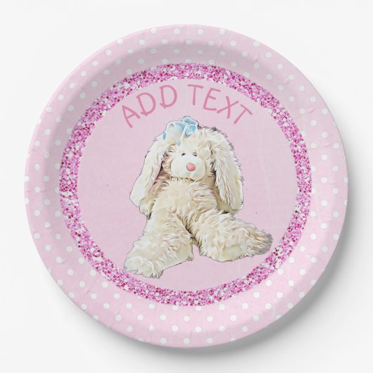 Cute roze Bunny Rabbit Party Paper Borden Papieren Bordje