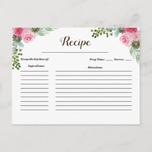 Cute roze cactus Recipe card Briefkaart