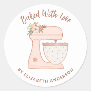 Cute Roze Cake Mixer met liefdevol Ronde Sticker