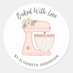 Cute Roze Cake Mixer met liefdevol Ronde Sticker