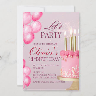 Cute roze cake Zomer Verjaardagsfeest voor Volwass Kaart