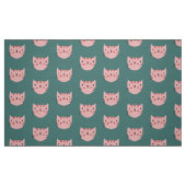 Cute roze Cat Green Pattern Stof (Fat Quarter)