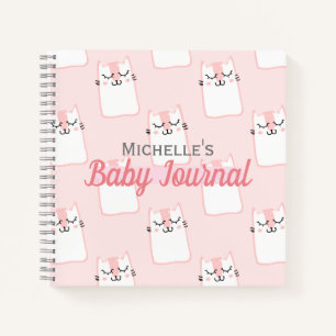 Cute roze cat Pattern Personalized Baby Girl Notitieboek