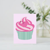 Cute roze crupcake Pastel Roze Briefkaart (Staand voorkant)