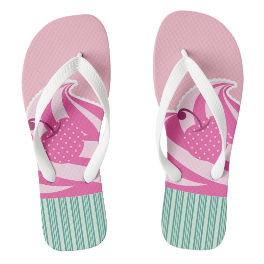 Cute roze crupcake Pastel Roze Teenslippers (Voetbed)
