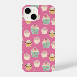 Cute roze cupcake-patroon iPhone 14 hoesje