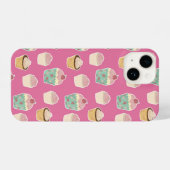 Cute roze cupcake-patroon iPhone hoesje (Achterkant horizontaal)