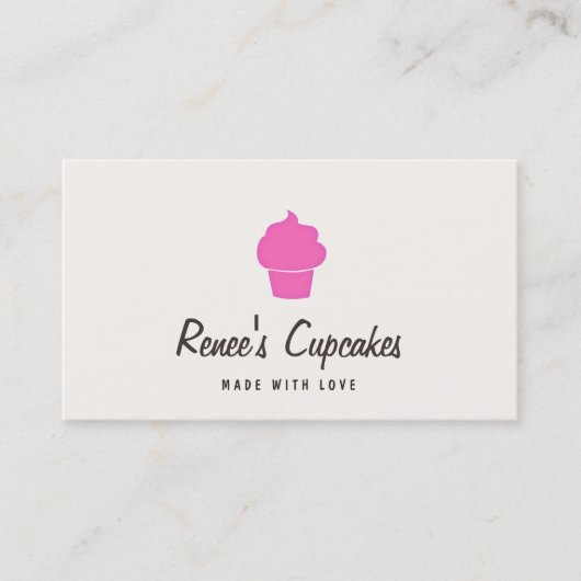 Cute Roze Cupcake Simple Retro Pastry Chef Cream Visitekaartje (Voorkant)