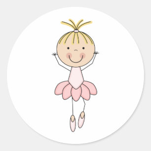 Cute, Roze, Dansende Ballerina Ronde Sticker