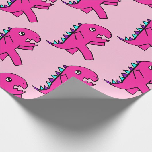 Cute Roze deinosaur- omslagpapier Cadeaupapier (Hoek)