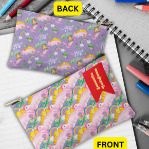 Cute Roze Dinosaur met Strik Binder Etui