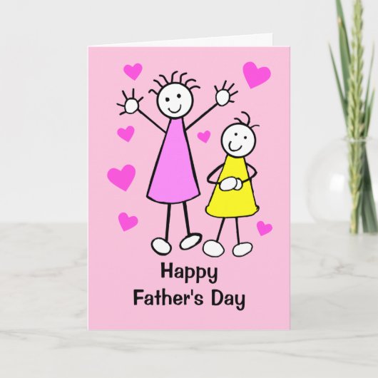 Cute roze dochter to Fathers Day Card Kaart (Voorkant)