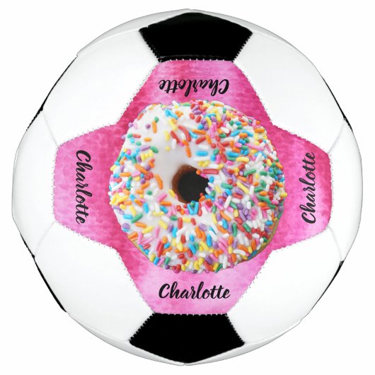 Cute roze donut Personalized Modern Voetbal (Voorkant)