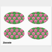 Cute roze draaistellen ovale sticker (Vel)