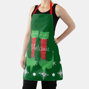 Cute Roze Elf Naam Sneeuwvlokken Kerstmis Schort