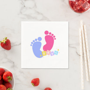 Cute Roze en Blauwe Babyvoetafdrukken Geslacht Rev Servet