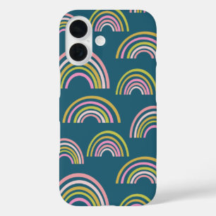 Cute roze en Blauwgroen groen regenboogpatroon iPhone 16 Hoesje