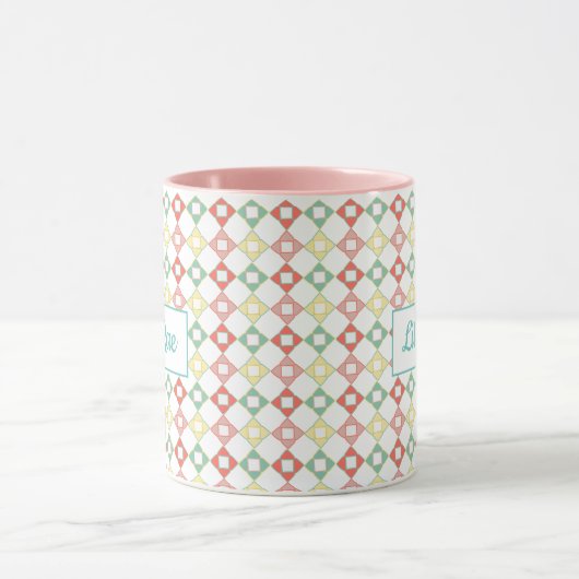 Cute roze en Blue Abstract Geometric Pattern Girl Mok (Midden)