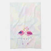 Cute roze en Blue Flamingos Theedoek (Verticaal)