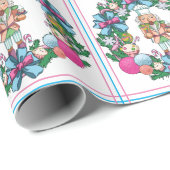 Cute roze en Blue Kerstmis Nutcracker Wreater Cadeaupapier (Rol Hoek)
