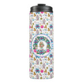 Cute roze en Blue Kerstmis Nutcracker Wreater Thermosbeker (Voorkant)