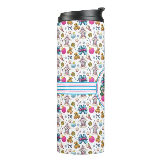 Cute roze en Blue Kerstmis Nutcracker Wreater Thermosbeker (Gedraaid links)