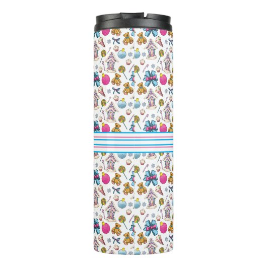 Cute roze en Blue Kerstmis Nutcracker Wreater Thermosbeker (Achterkant)