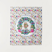 Cute roze en Blue Kerstmis Nutcracker Wreater Wandkleed (Voorkant)