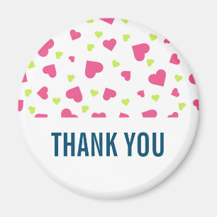 Cute roze en Green Hearts Pattern Dank u Magneet