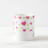 Cute roze en Green Hearts Pattern Koffiemok (Center)