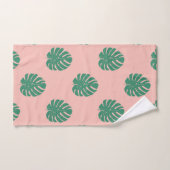 Cute roze en Green Tropical Monstera Leaf Pattern Bad Handdoek (Handdoek)