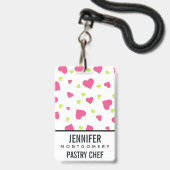Cute roze en Green Tumbling Hearts Pattern Badge (Voorzijde met lanyard)
