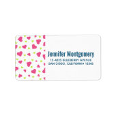 Cute roze en Green Tumbling Hearts Pattern Etiket (Voorkant)