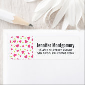 Cute roze en Green Tumbling Hearts Pattern Etiket (Insitu)
