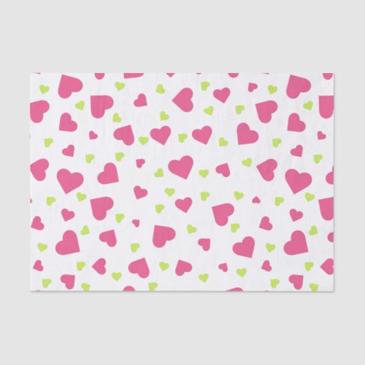 Cute roze en Green Tumbling Hearts Pattern Tissuepapier (Voorkant)