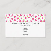 Cute roze en Green Tumbling Hearts Pattern Visitekaartje (Achterkant)