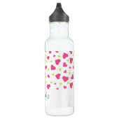 Cute roze en Green Tumbling Hearts Pattern Waterfles (Rechts)