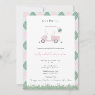 Cute Roze En Groene Golf Thema Baby Meisje Shower Kaart
