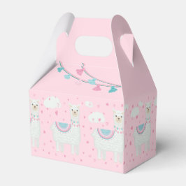 Cute roze en mint lamapatroon bedankdoosjes
