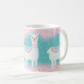 Cute roze en mint lamapatroon koffiemok (Voorkant rechts)