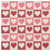Cute roze en Red Checkered Hearts Pattern Stof (Swatch)