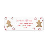 Cute roze en Red Gingerbrood kerstFeestdagen Etiket (Voorkant)