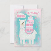 Cute roze en turquoise lama met geschenken (Voorkant)