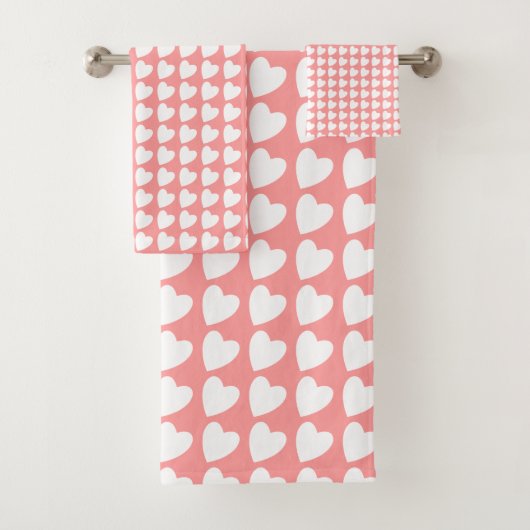 Cute roze en White Heart Pattern Girly Bad Handdoek (Insitu)