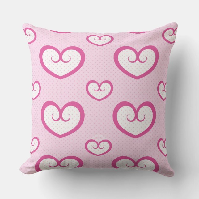 Cute roze en White Heart Pattern Kussen (Voorkant)