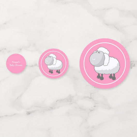 Cute roze en White Lamb Baby shower Confetti (Voorkanten)